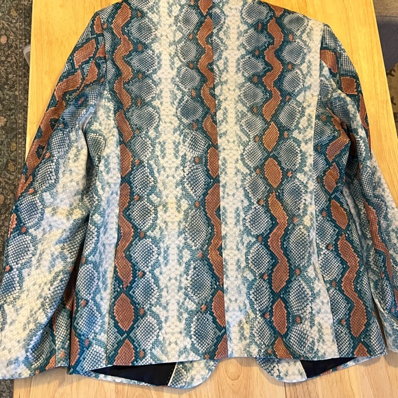 Men's Blue and Brown Patterned Blazer - Picture 3 of 6